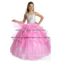 2013 neue Ankunft wulstige gekräuselte Rock-Ballkleid-rosafarbene Blumenmädchen-Festzugkleider CWFaf5265